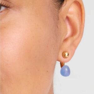 Gold and Blue Drop Earrings